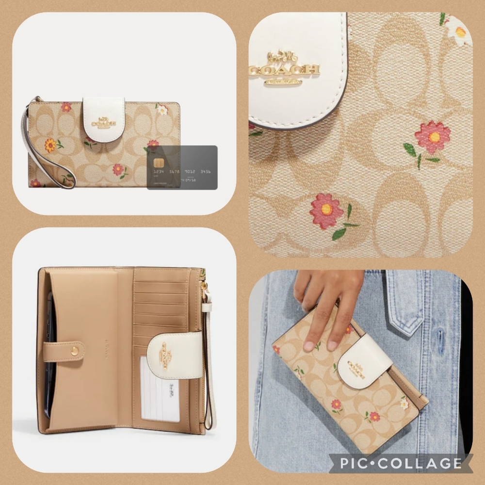 COACH Phone Wallet w/ Nostalgic Ditsy Print - Picture 2 of 8